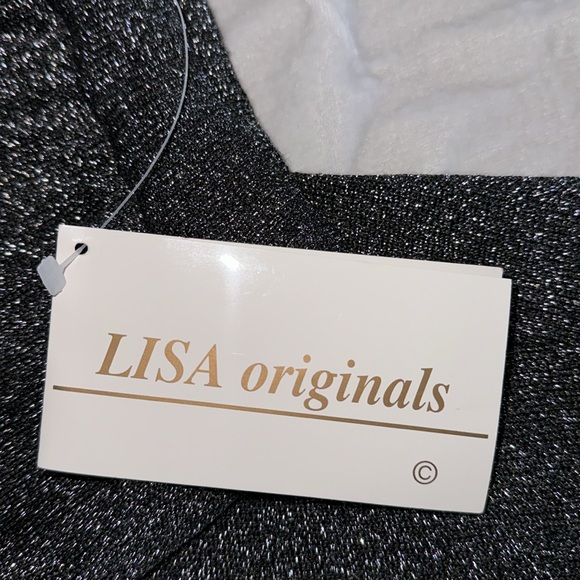 Lisa Originals Gun Metal Metallic Pull-On Pants Large Vintage Tags Attached - Picture 10 of 13